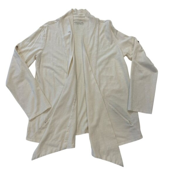 Royal Robbins sweater cardigan wrap hemp and organic cotton cream neutral medium - Picture 2 of 14